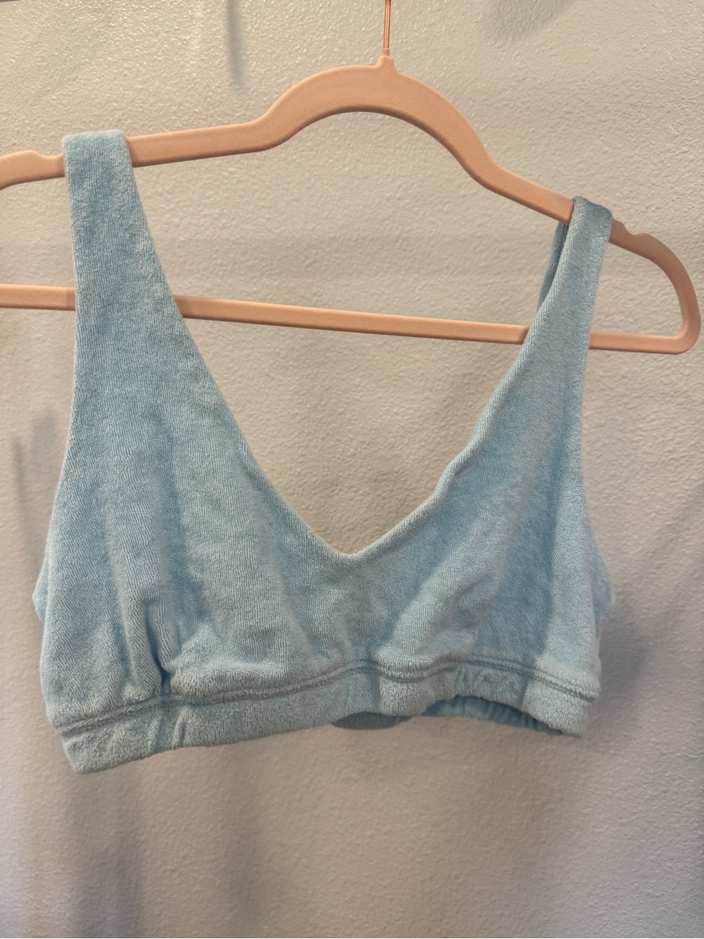 Offline by Aerie Summer Lights Terry Sports Bra Bralette- Light Baby Blue Medium